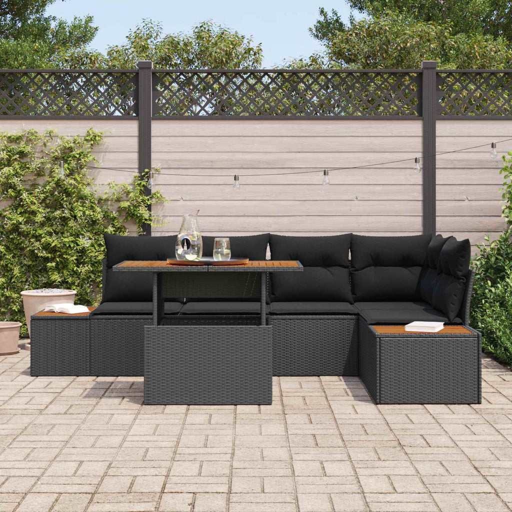 vidaXL Zestaw Sof na Ogród z przechowywaniem 6 pcs Czarny Polirattan