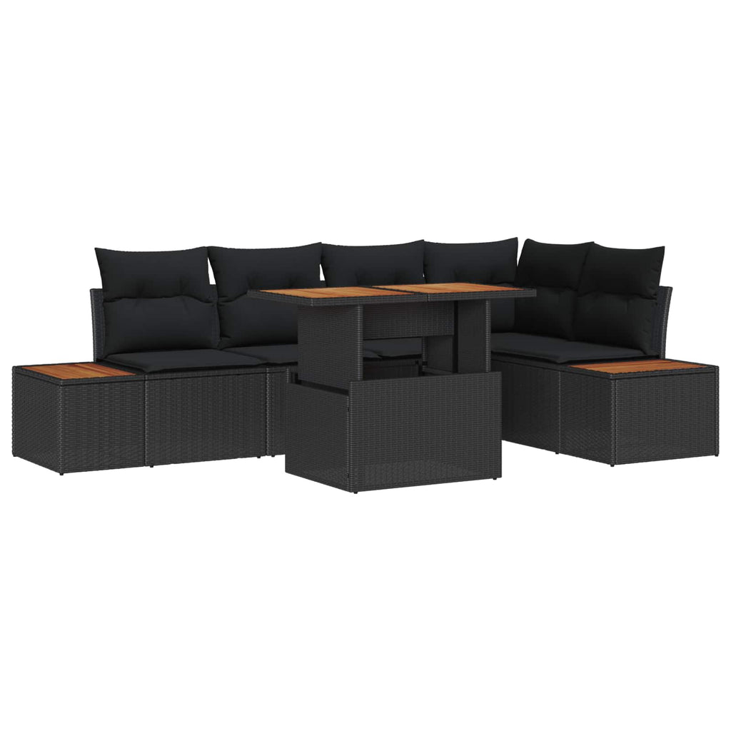 vidaXL Zestaw Sof na Ogród z przechowywaniem 6 pcs Czarny Polirattan