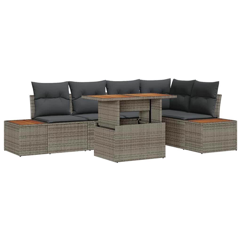 vidaXL Zestaw Sof na Ogród z przechowywaniem 6 pcs Szary Polirattan