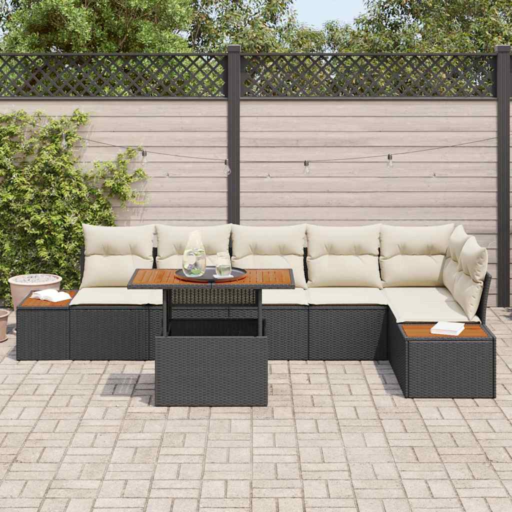 vidaXL Zestaw Sof na Ogród z przechowywaniem 7 pcs Czarny Polirattan