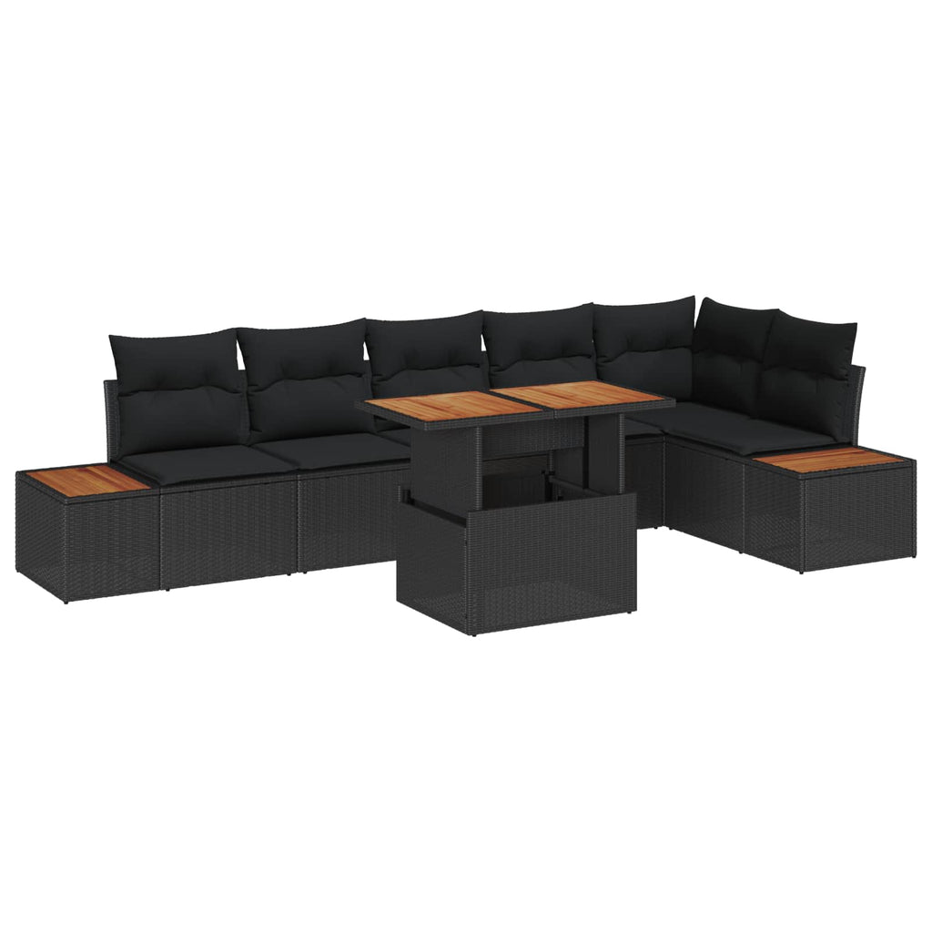 vidaXL Zestaw Sof na Ogród z przechowywaniem 7 pcs Czarny Polirattan