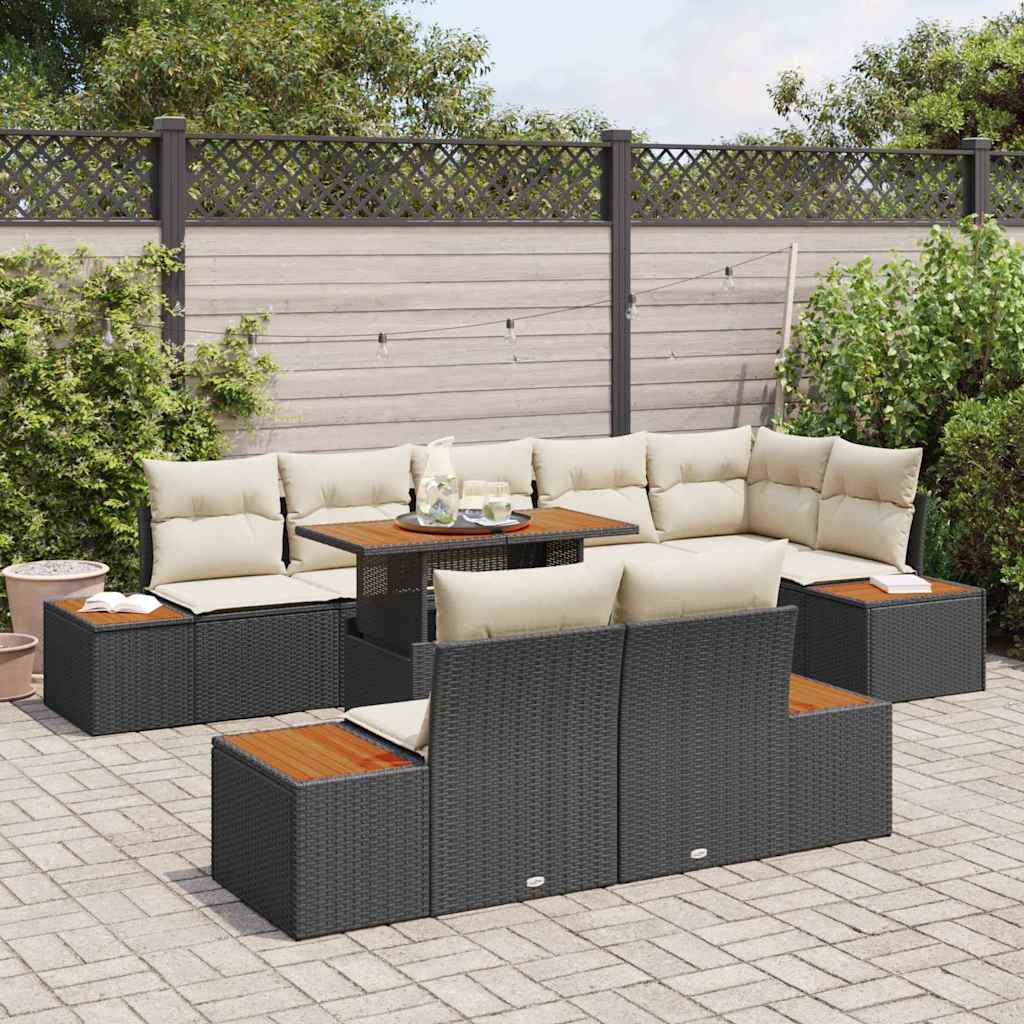 vidaXL Zestaw Sof na Ogród z przechowywaniem 9 pcs Czarny Polirattan
