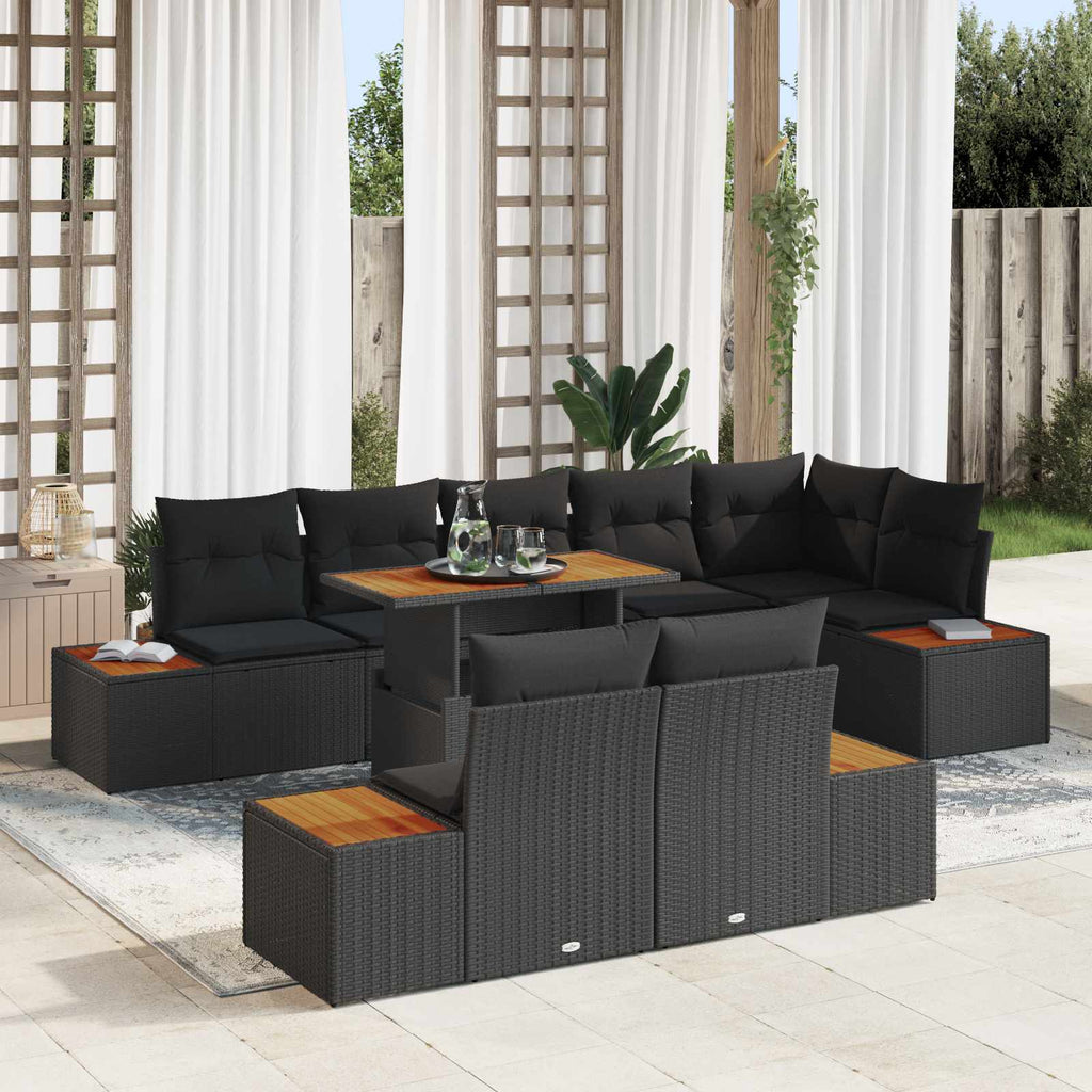 vidaXL Zestaw Sof na Ogród z przechowywaniem 9 pcs Czarny Polirattan