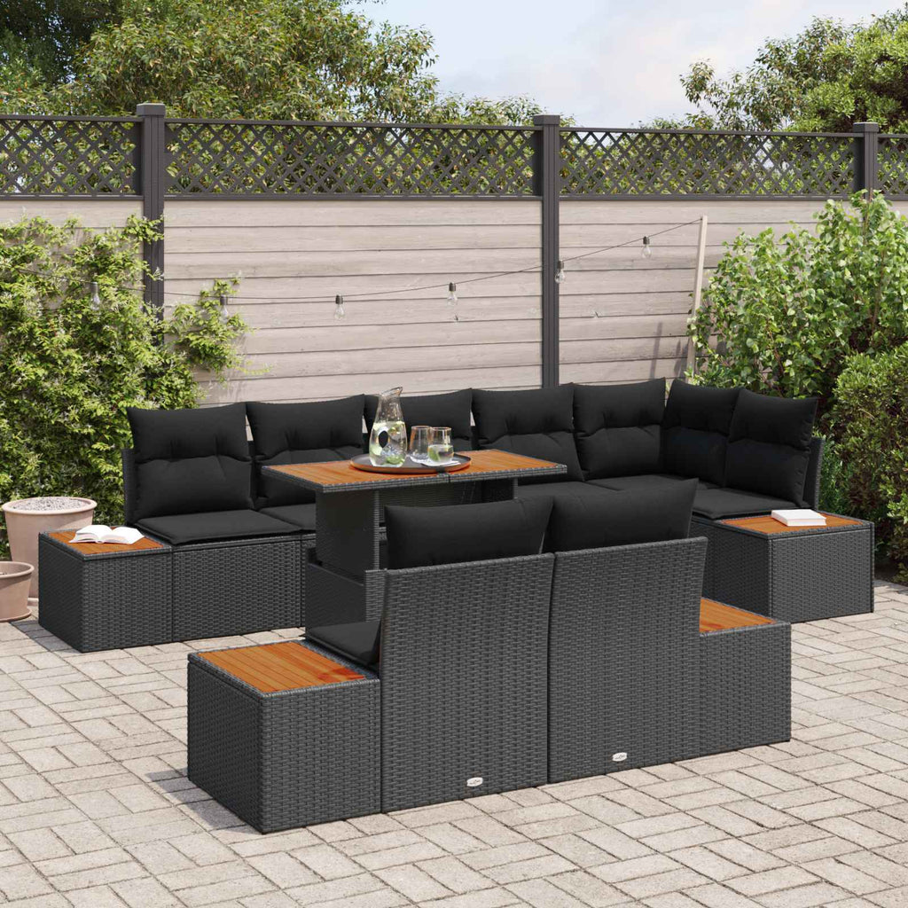 vidaXL Zestaw Sof na Ogród z przechowywaniem 9 pcs Czarny Polirattan