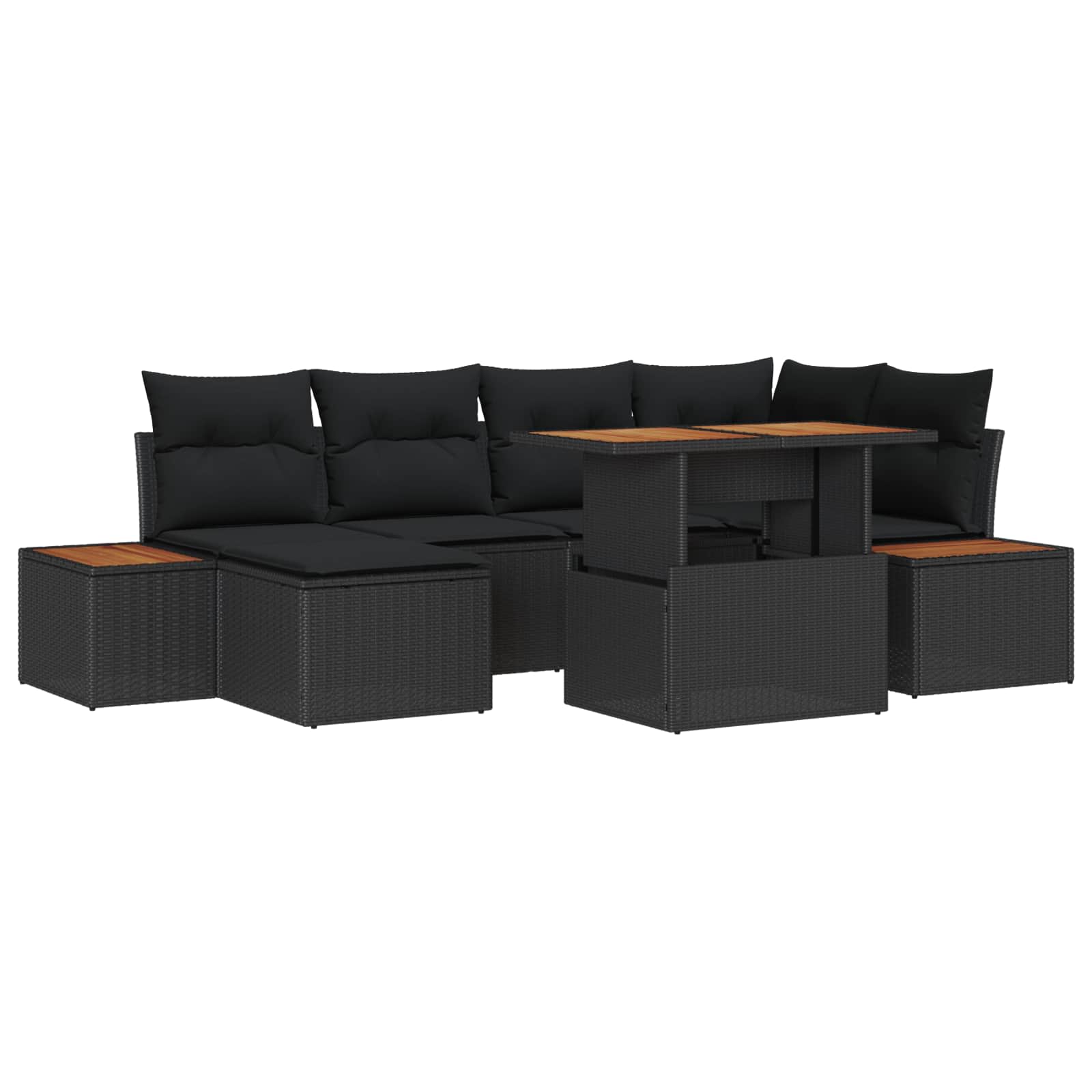 vidaXL Zestaw Sof na Ogród z przechowywaniem 7 pcs Czarny Polirattan