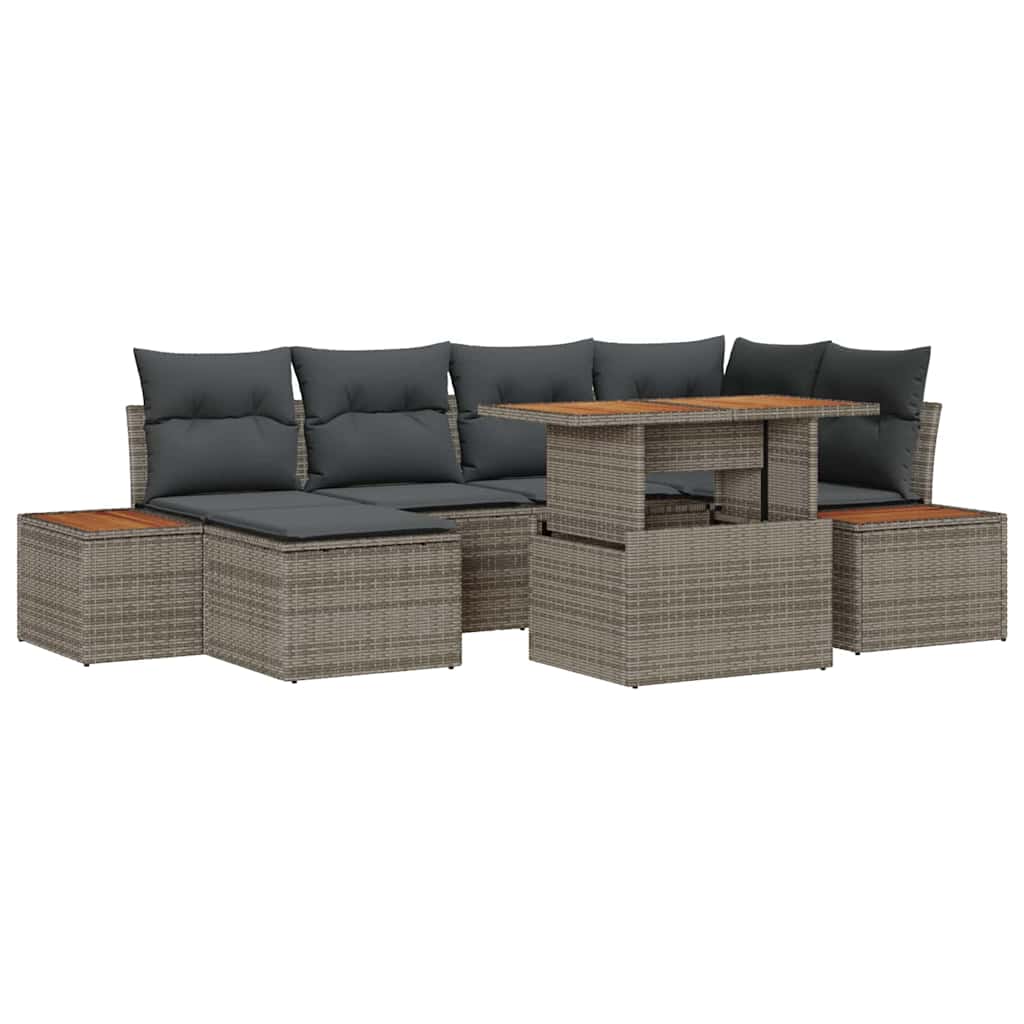 vidaXL Zestaw Sof na Ogród z przechowywaniem 7 pcs Szary Polirattan