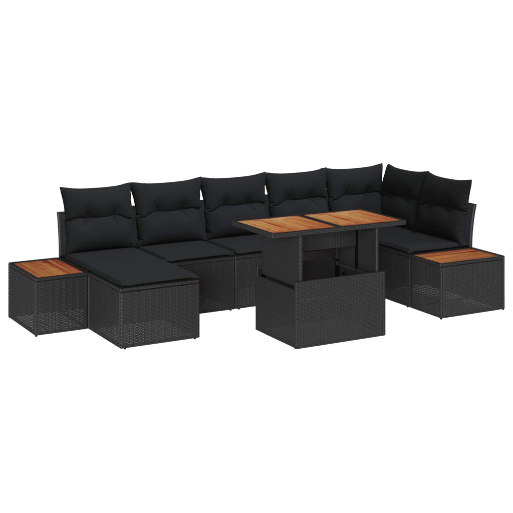 vidaXL Zestaw Sof na Ogród z przechowywaniem 8 pcs Czarny Polirattan