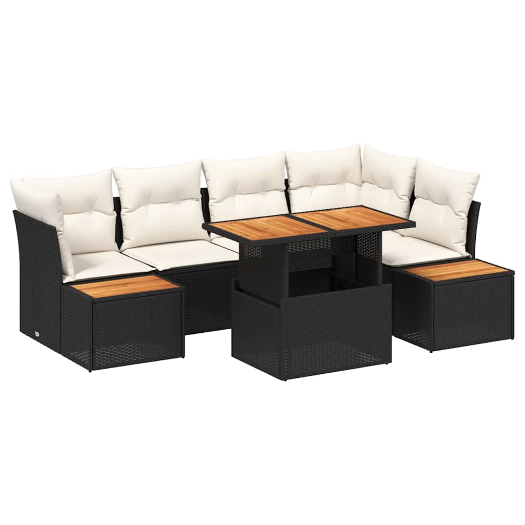 vidaXL Zestaw Sof na Ogród z przechowywaniem 10 pcs Czarny Polirattan