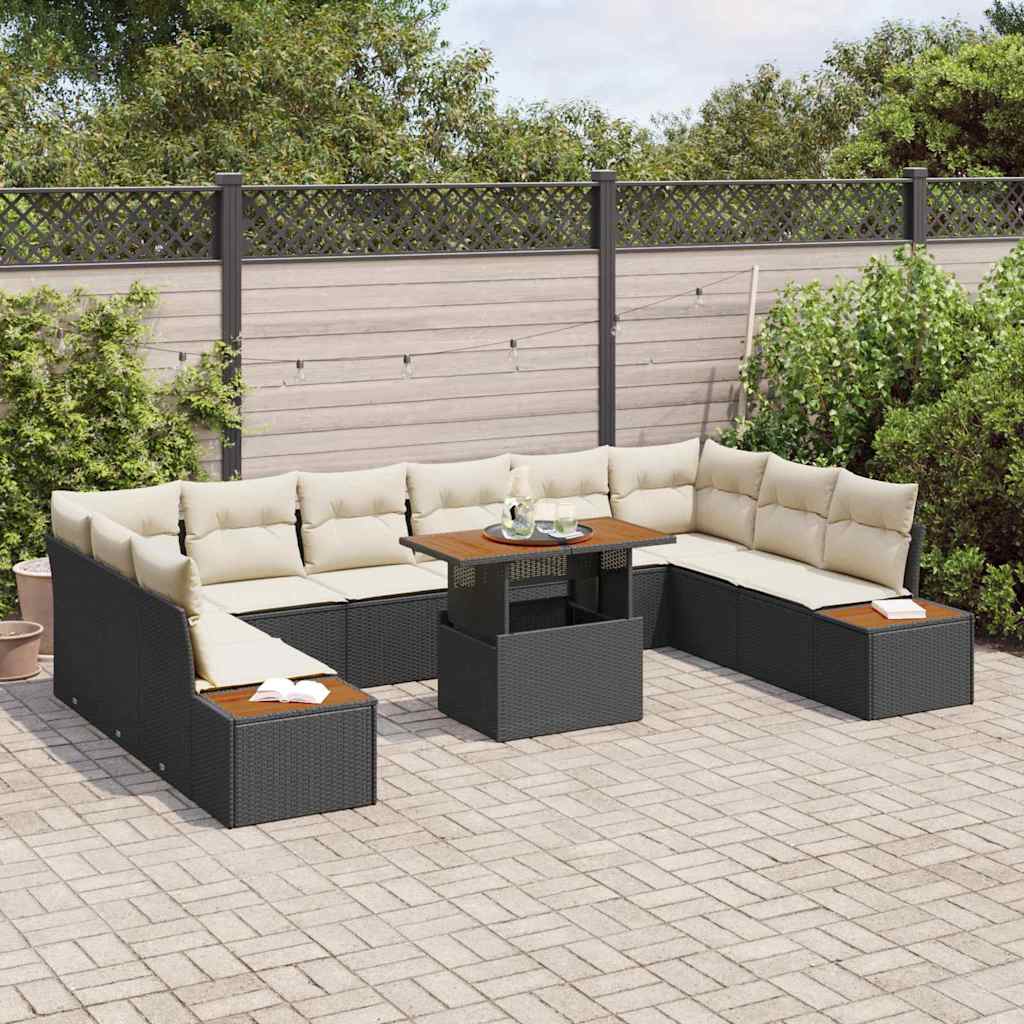 vidaXL Zestaw Sof na Ogród z przechowywaniem 11 pcs Czarny Polirattan