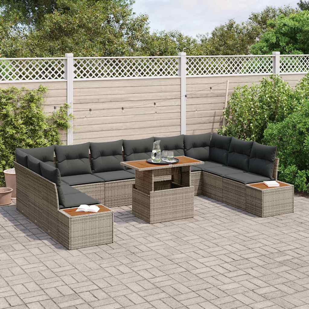 vidaXL Zestaw Sof na Ogród z przechowywaniem 11 pcs Szary Polirattan