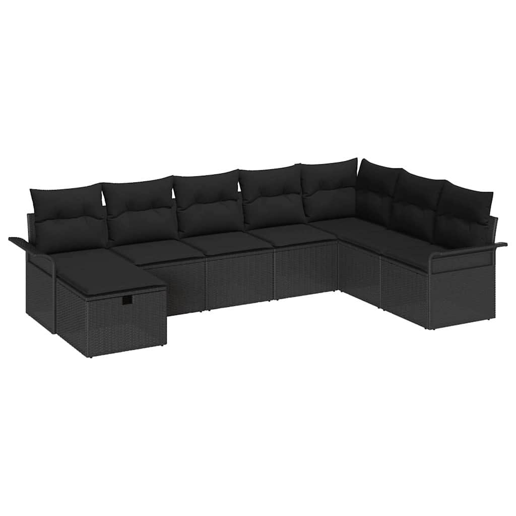 vidaXL Zestaw Sof na Ogród z poduszką 8 pcs Czarny polirattan