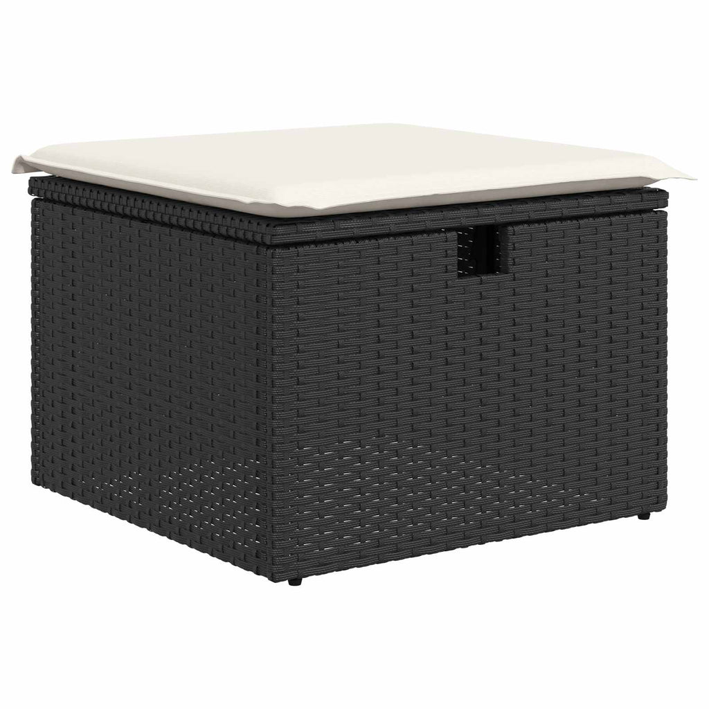 vidaXL Zestaw Sof z poduszką 8 pcs Czarny i kremowy polirattan