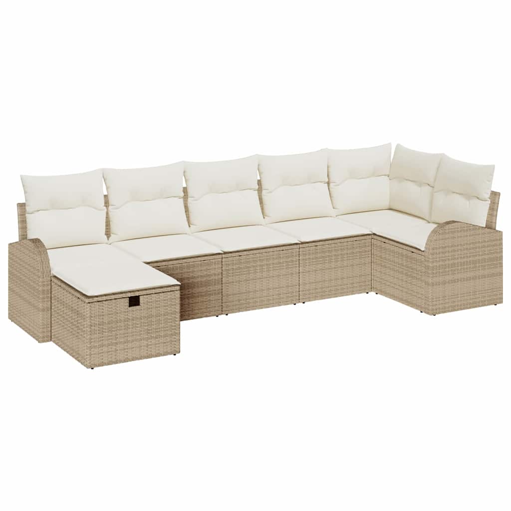 vidaXL Zestaw Sof z poduszką Beżowy i kremowy polirattan