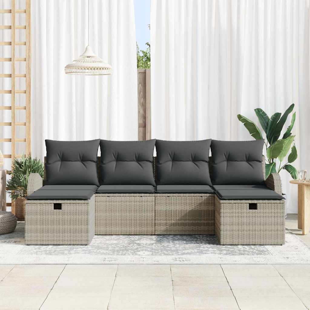 vidaXL Zestaw Sof 6 szt. Jasnoszary polirattan