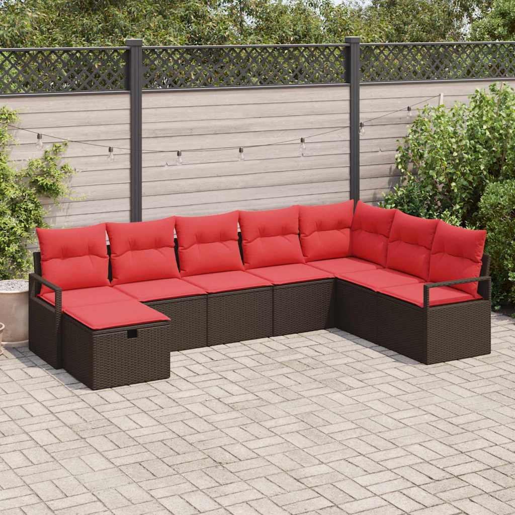 vidaXL Zestaw Sof z poduszką 8 pcs Brązowy polirattan