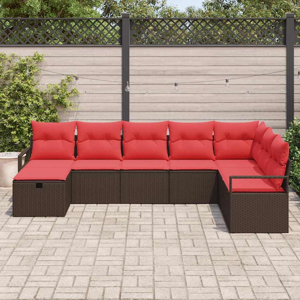 vidaXL Zestaw Sof z poduszką 8 pcs Brązowy polirattan
