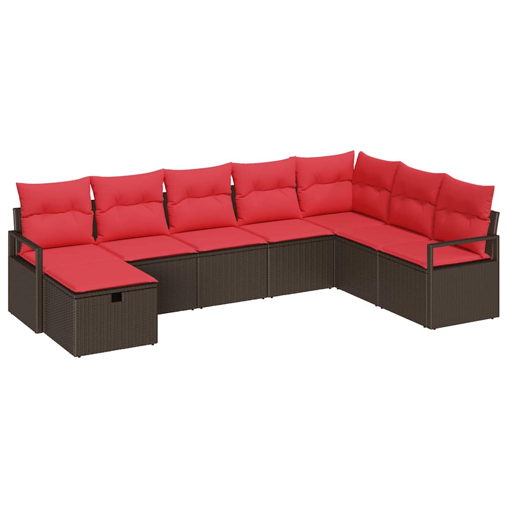 vidaXL Zestaw Sof z poduszką 8 pcs Brązowy polirattan
