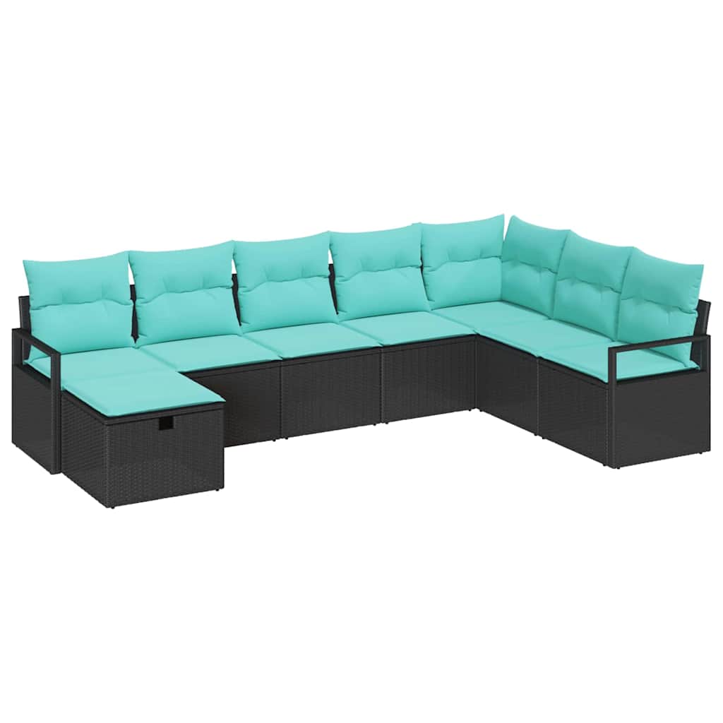 vidaXL Zestaw Sof z poduszką z przechowywaniem 8 pcs Czarny polirattan