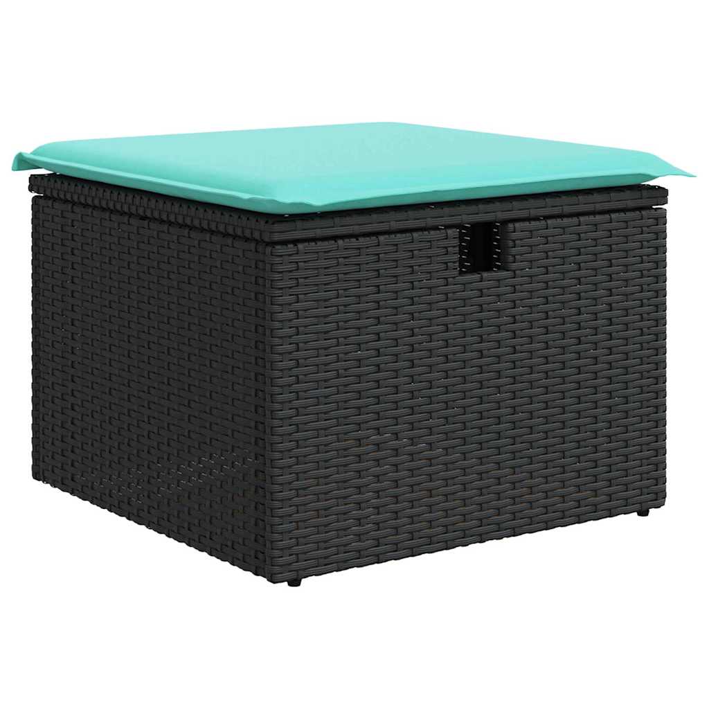 vidaXL Zestaw Sof z poduszką z przechowywaniem 4 pcs Czarny Polirattan