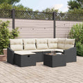 vidaXL Ensemble de Canapé de Jardin 7 szt. Czarny i kremowy