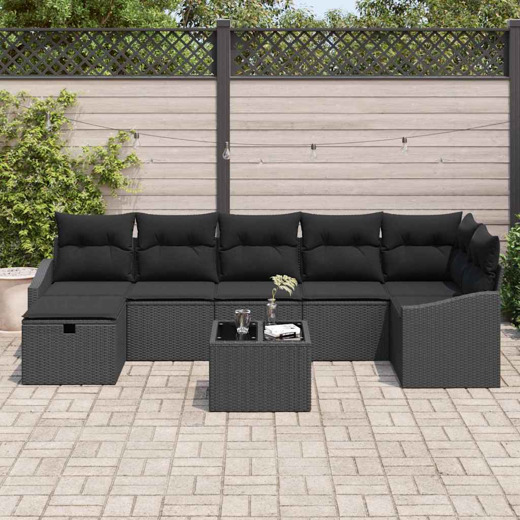vidaXL Zestaw Sof z poduszką z przechowywaniem 8 pcs polirattan
