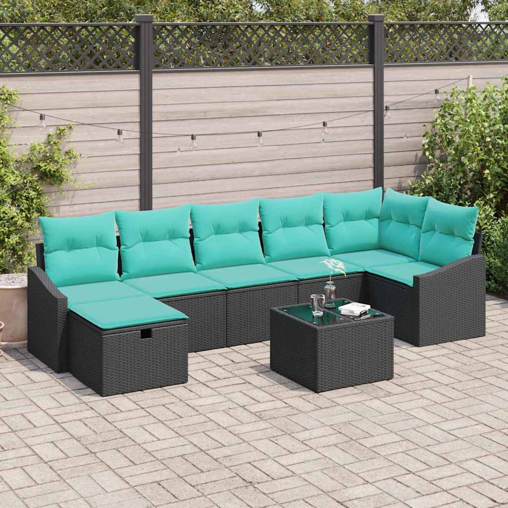 vidaXL Zestaw Sof z poduszką z przechowywaniem 8 pcs polirattan