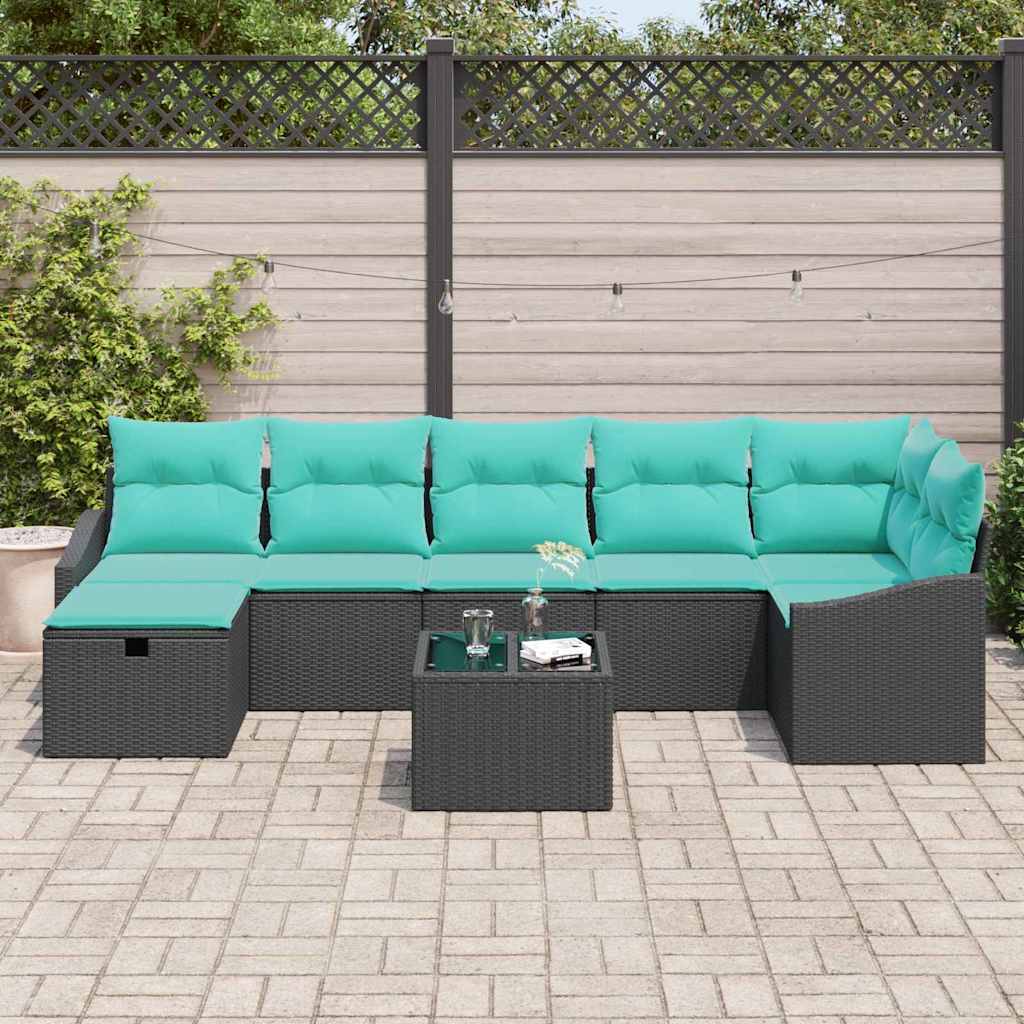 vidaXL Zestaw Sof z poduszką z przechowywaniem 8 pcs polirattan