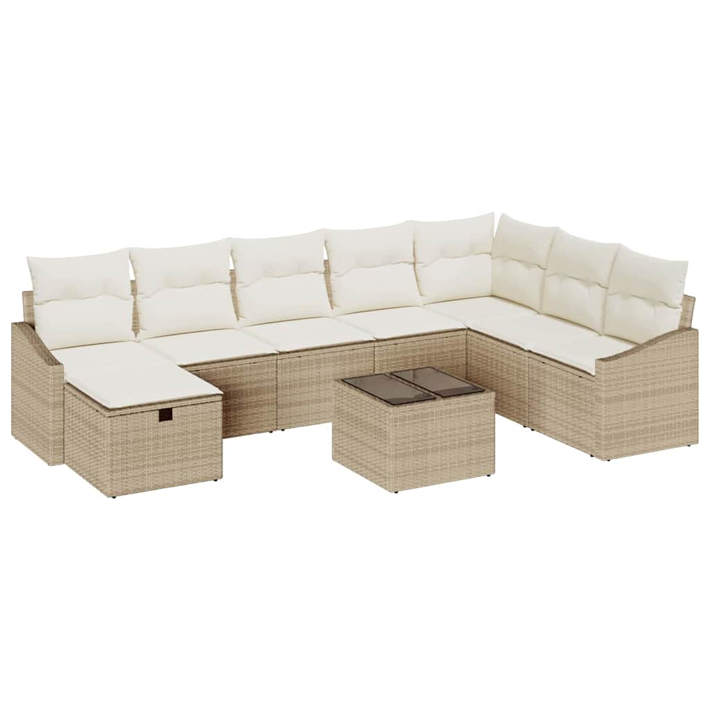vidaXL Zestaw Sof na Ogród z poduszką 9 pcs polirattan