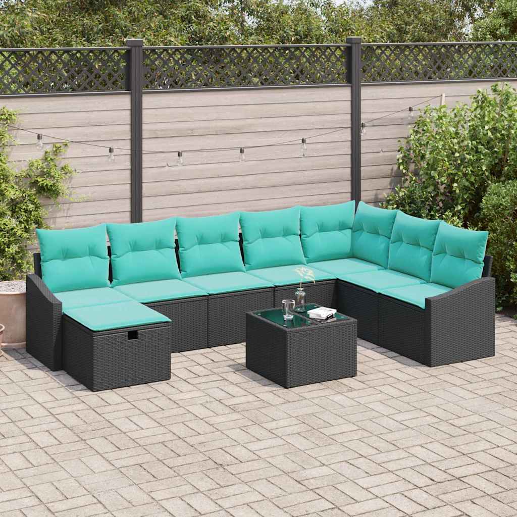 vidaXL Zestaw Sof na Ogród 9 pcs polirattan