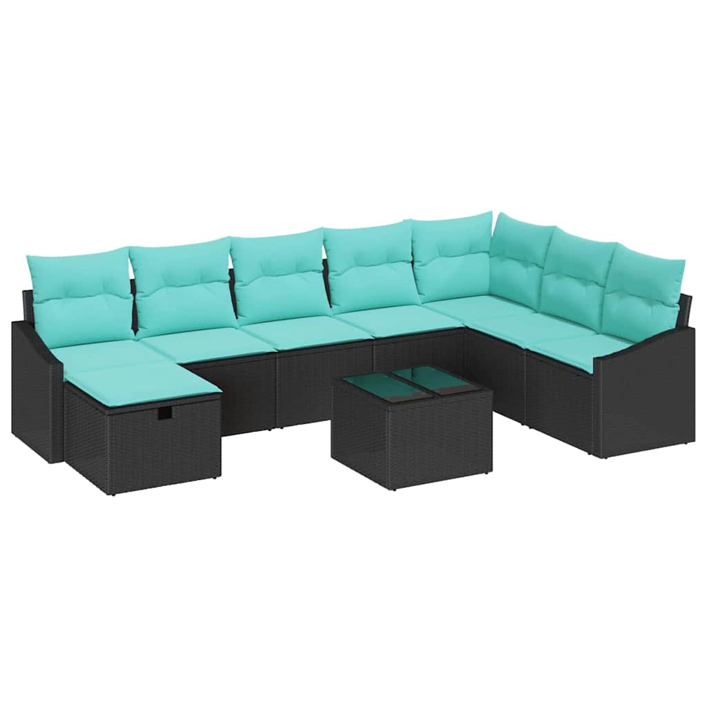 vidaXL Zestaw Sof na Ogród 9 pcs polirattan