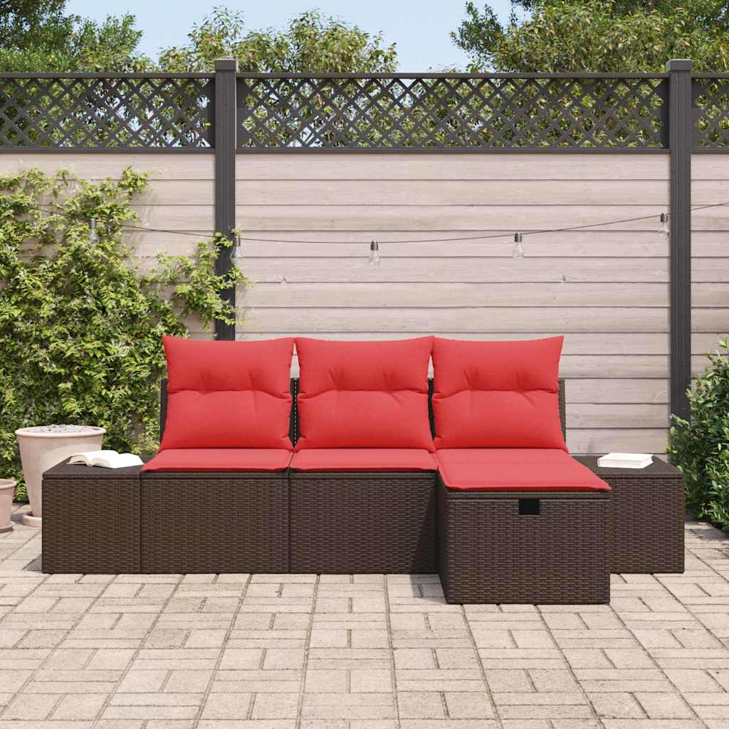 vidaXL Zestaw Sof na Ogród z poduszką 4 pcs polirattan