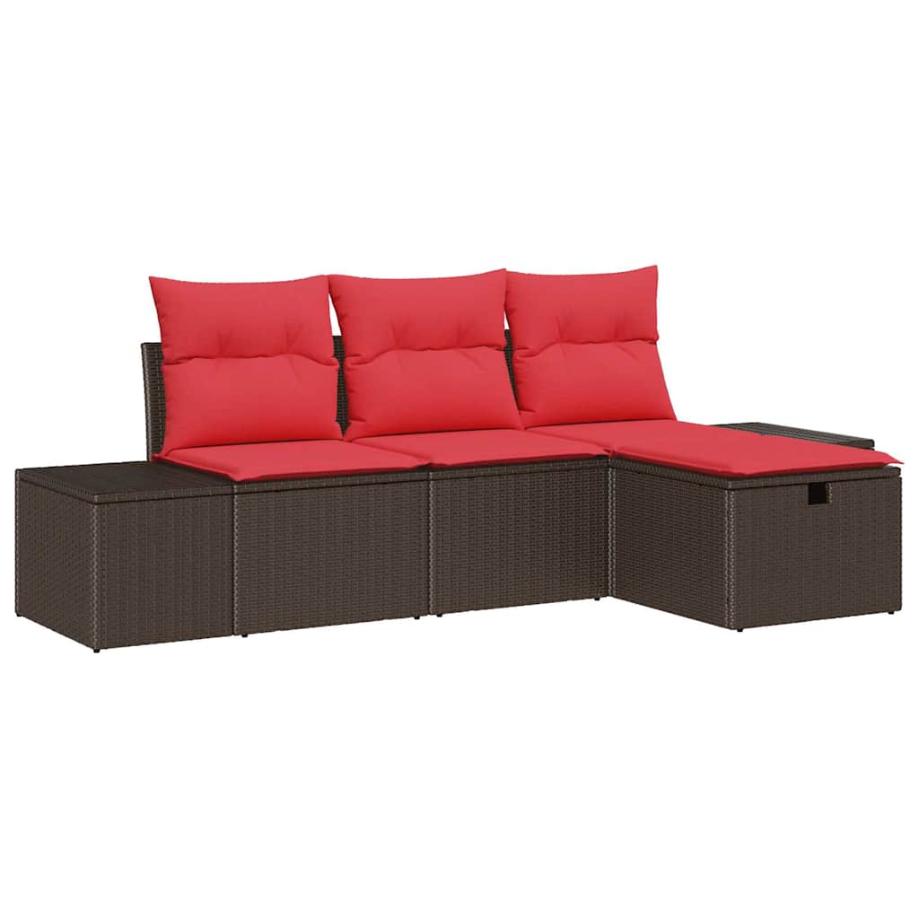 vidaXL Zestaw Sof na Ogród z poduszką 4 pcs polirattan