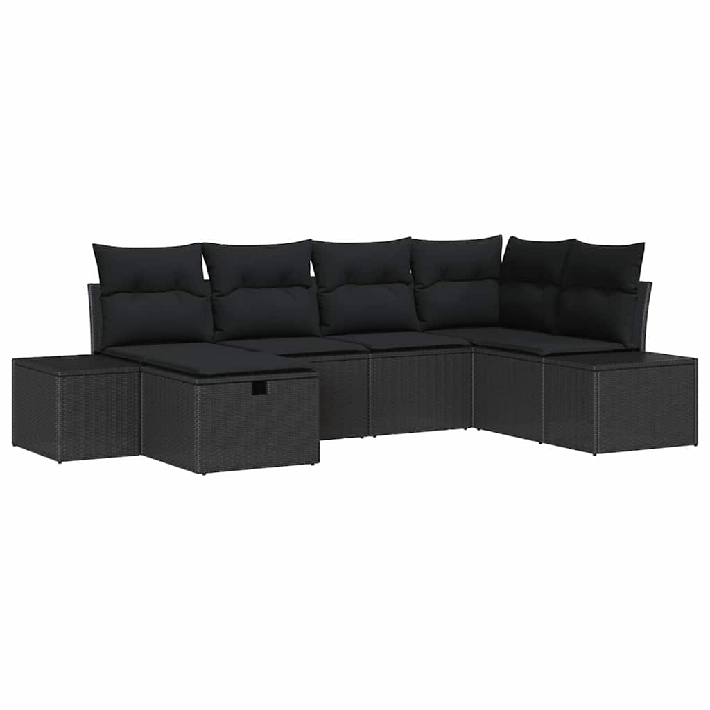 vidaXL Zestaw Sof na Ogród z poduszką 6 pcs Czarny polirattan