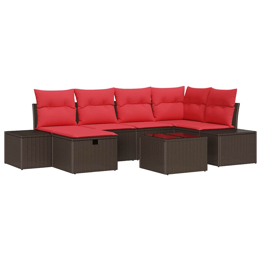 vidaXL Zestaw Sof na Ogród z poduszką 7 pcs Brązowy polirattan