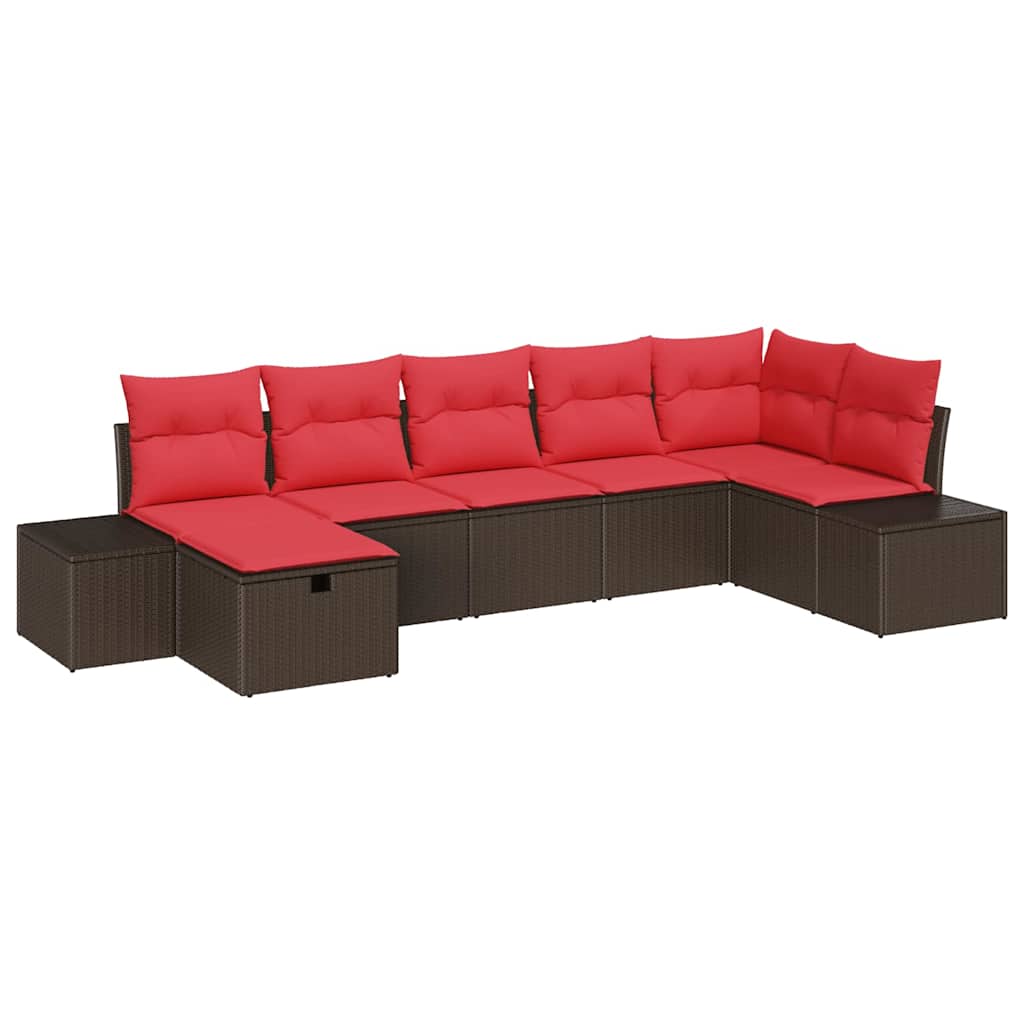 vidaXL Zestaw Sof na Ogród z poduszką 7 pcs Brązowy polirattan