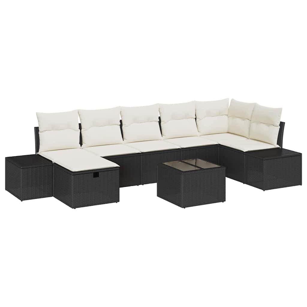 vidaXL Zestaw Sof na Ogród z poduszką 8 pcs Czarny polirattan