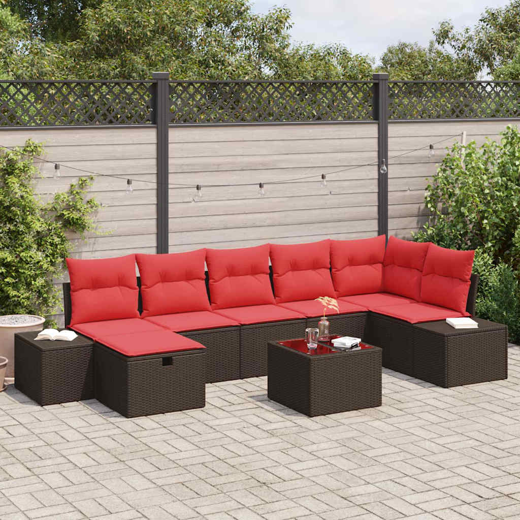 vidaXL Zestaw Sof na Ogród z poduszką 8 pcs Brązowy polirattan