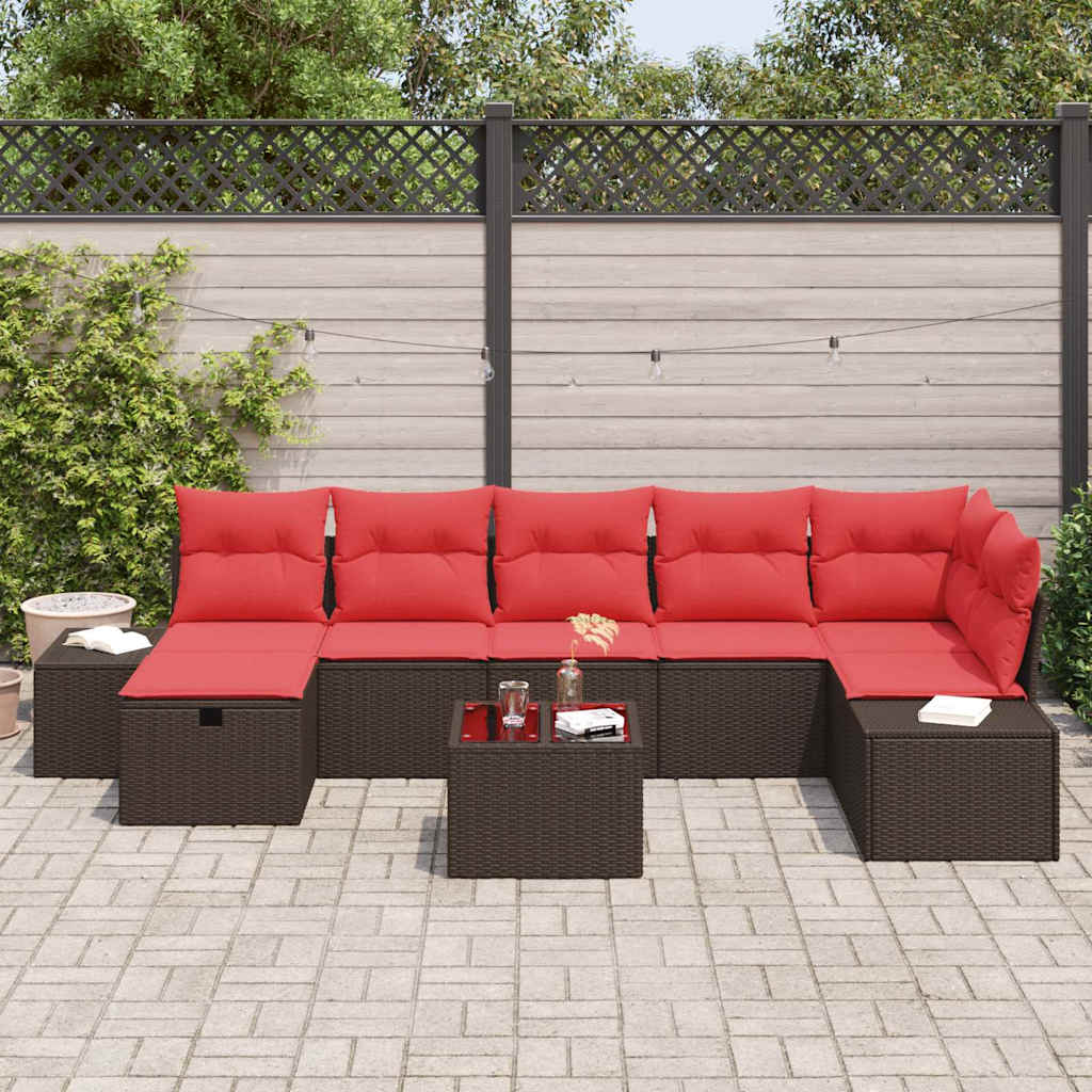 vidaXL Zestaw Sof na Ogród z poduszką 8 pcs Brązowy polirattan