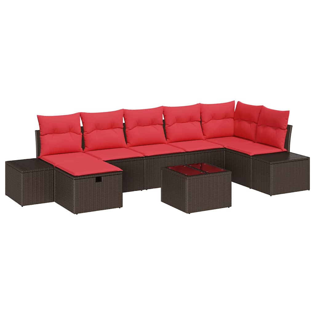 vidaXL Zestaw Sof na Ogród z poduszką 8 pcs Brązowy polirattan