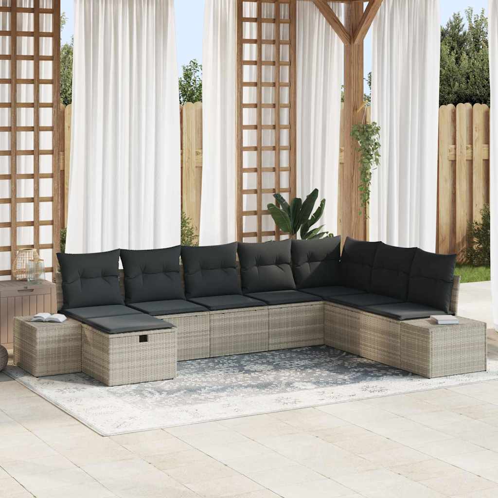 vidaXL Zestaw Sof na Ogród 8 szt. Jasnoszary polirattan