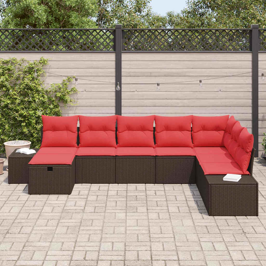 vidaXL Zestaw Sof na Ogród z poduszką 8 pcs Brązowy polirattan