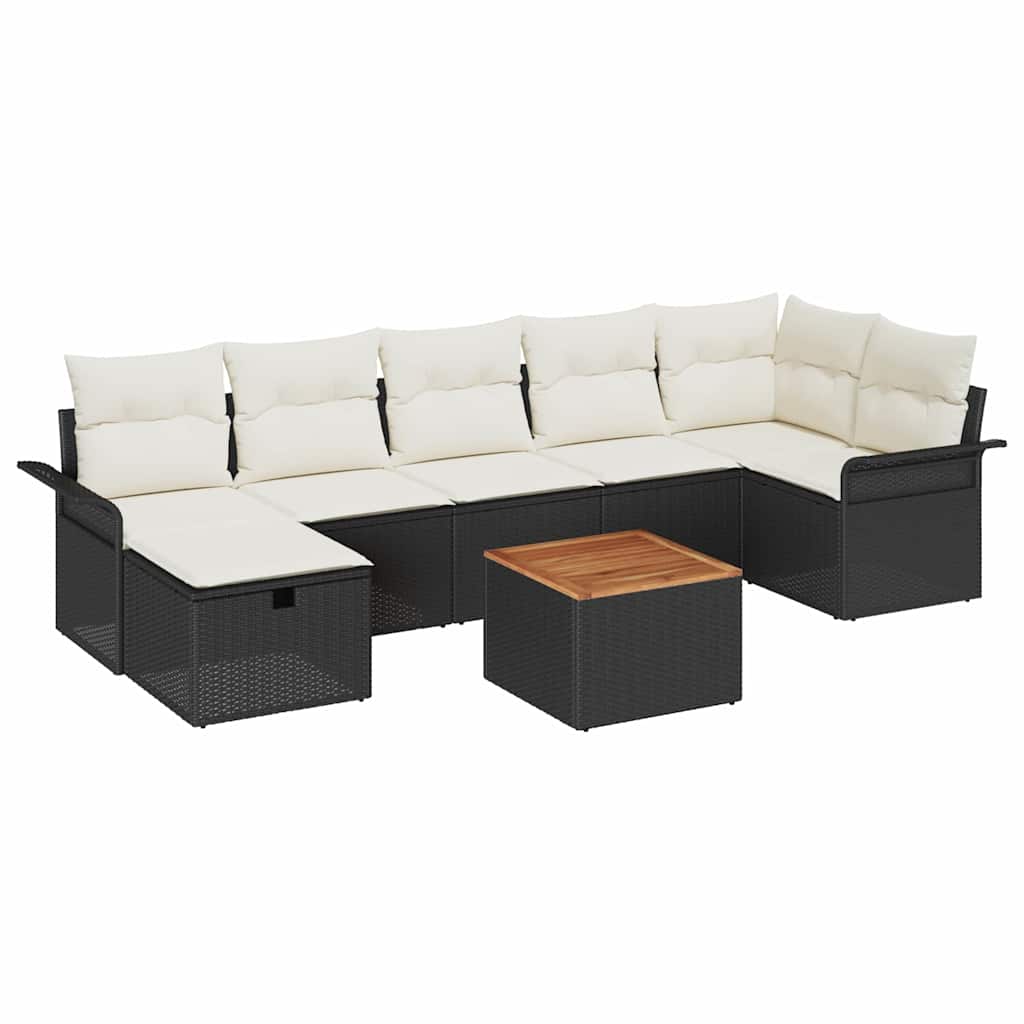 vidaXL Zestaw Sof na Ogród z poduszką 8 pcs Czarny polirattan