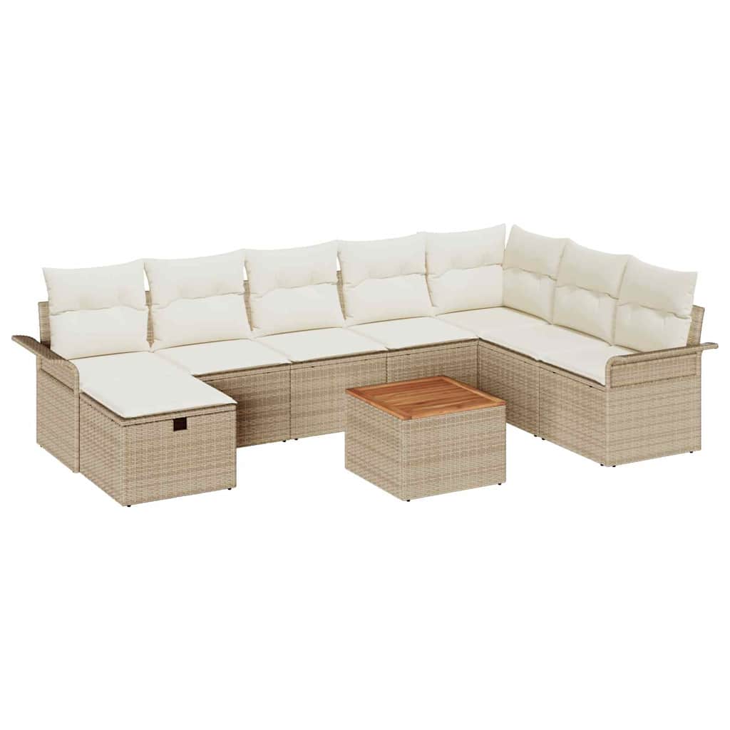 vidaXL Zestaw Sof na Ogród z poduszką 9 pcs Beżowy polirattan