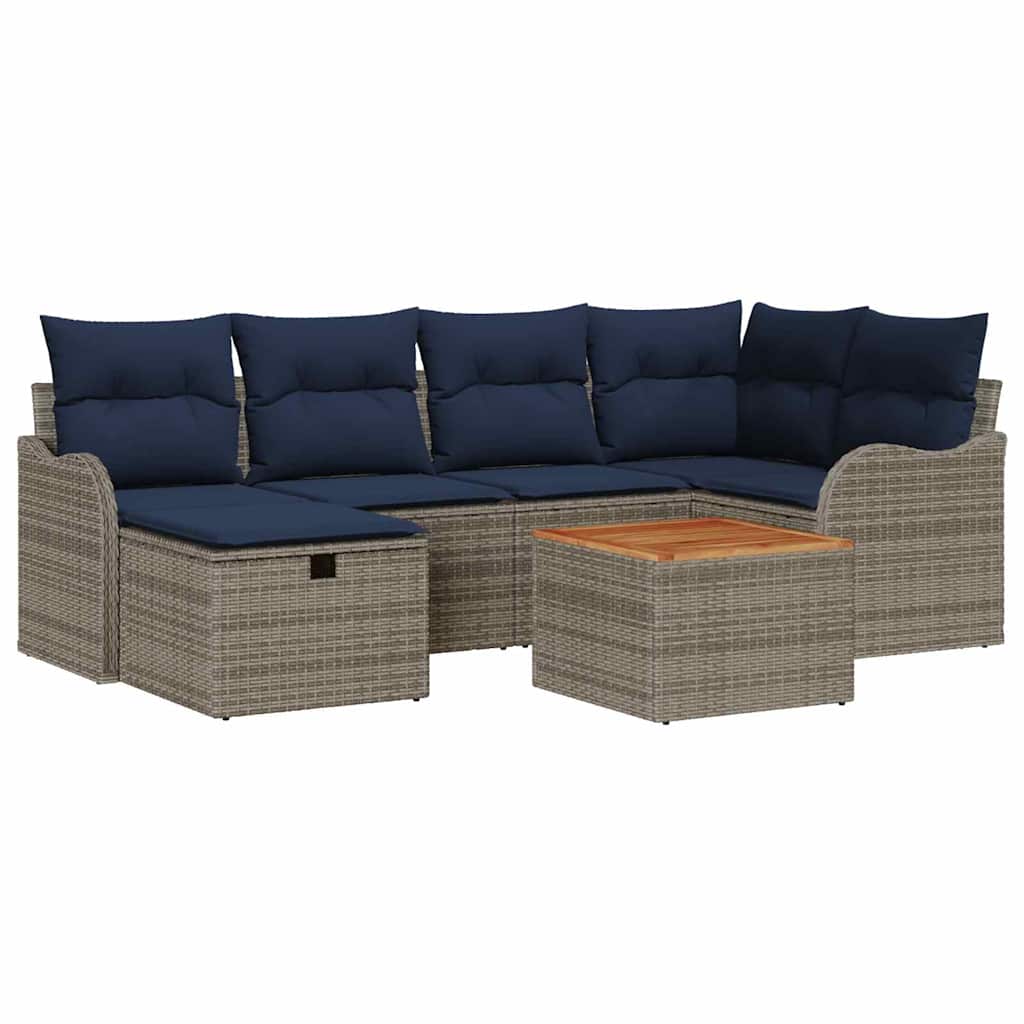 vidaXL Zestaw Sof na Ogród 7 szt. Szary polirattan