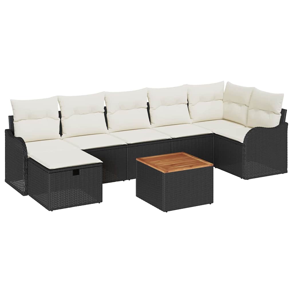 vidaXL Zestaw Sof na Ogród z poduszką 8 pcs Czarny polirattan