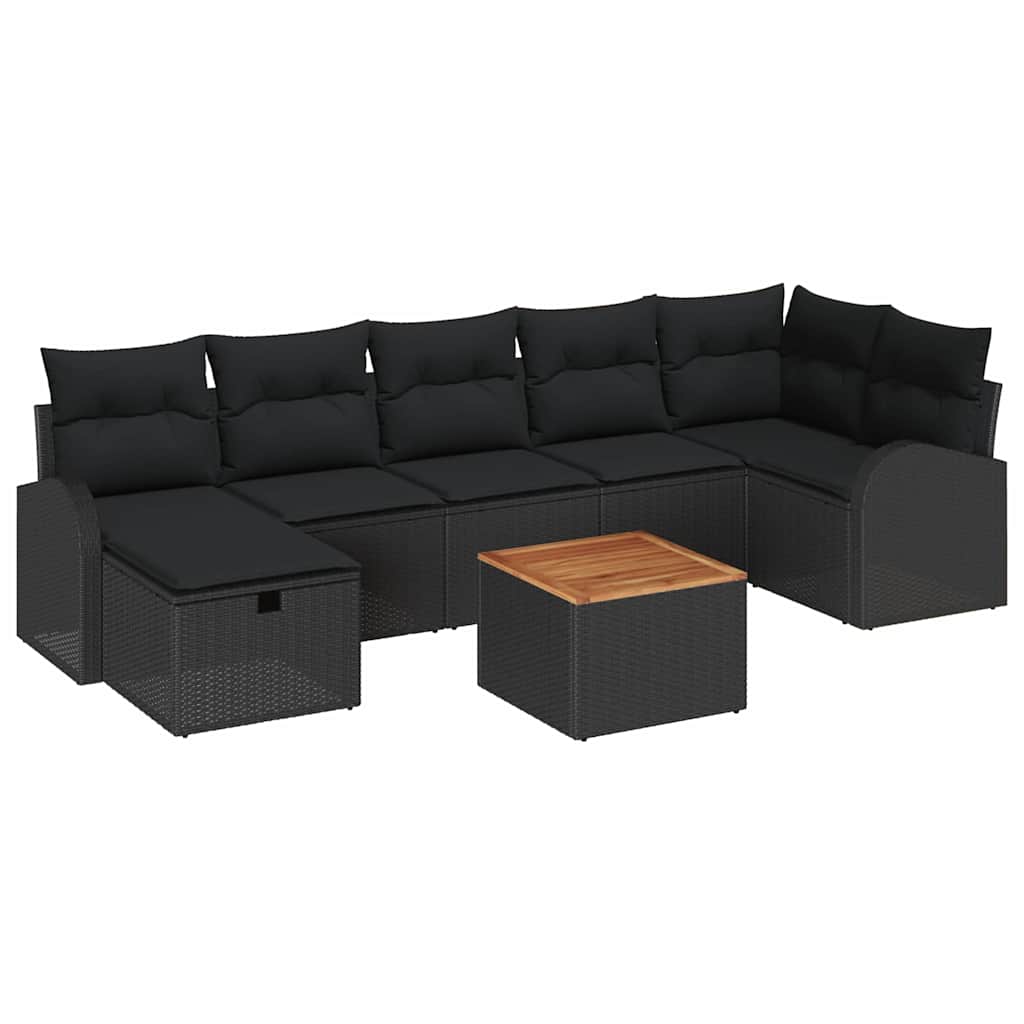 vidaXL Zestaw Sof na Ogród z poduszką 8 pcs Czarny polirattan