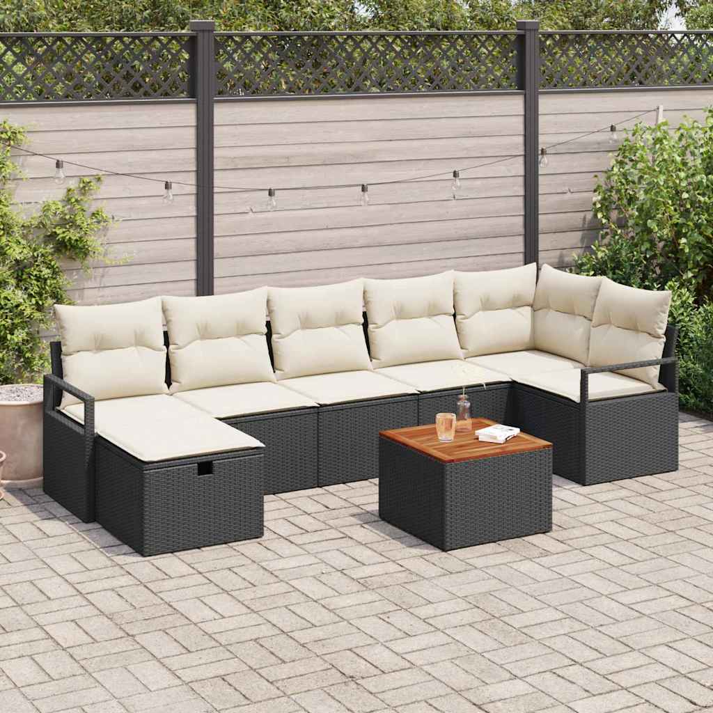 vidaXL Zestaw Sof na Ogród z poduszką 8 pcs Czarny polirattan