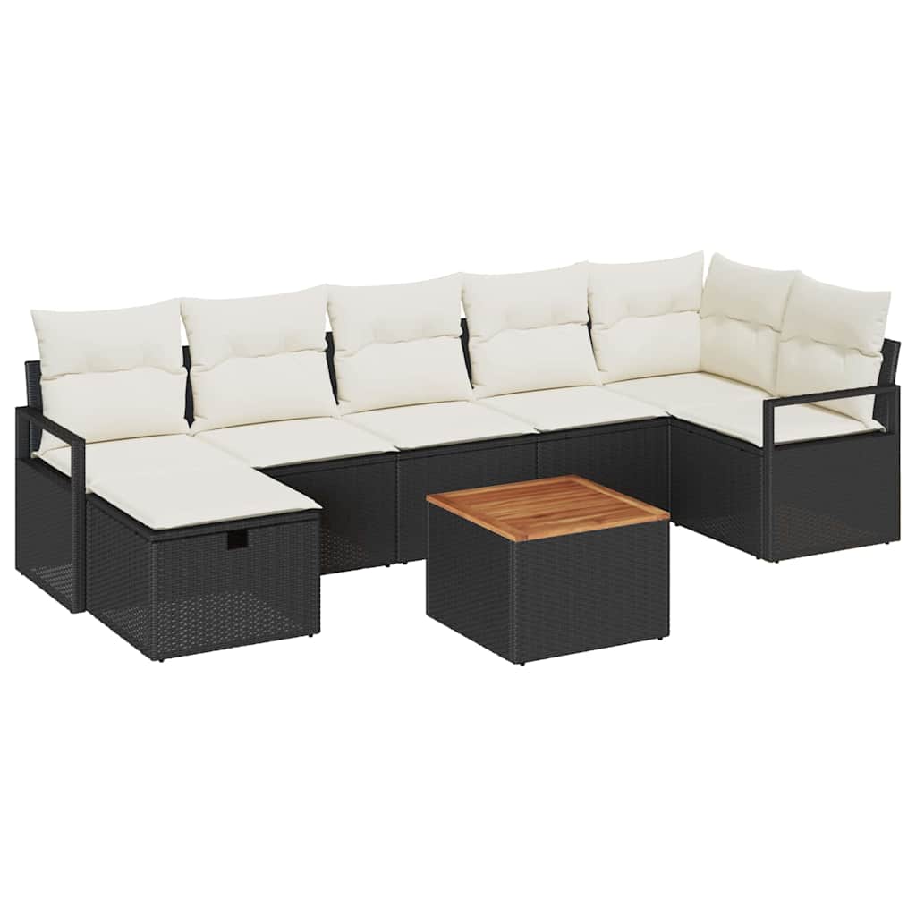 vidaXL Zestaw Sof na Ogród z poduszką 8 pcs Czarny polirattan