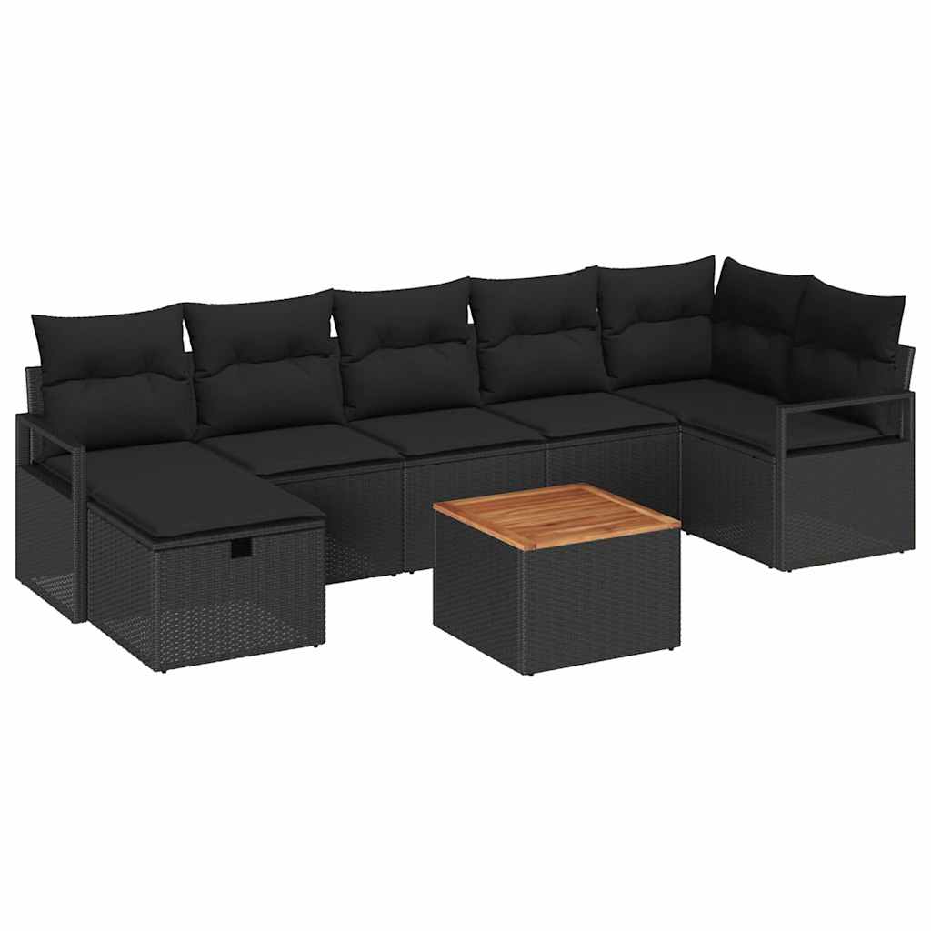 vidaXL Zestaw Sof na Ogród z poduszką 8 pcs Czarny polirattan