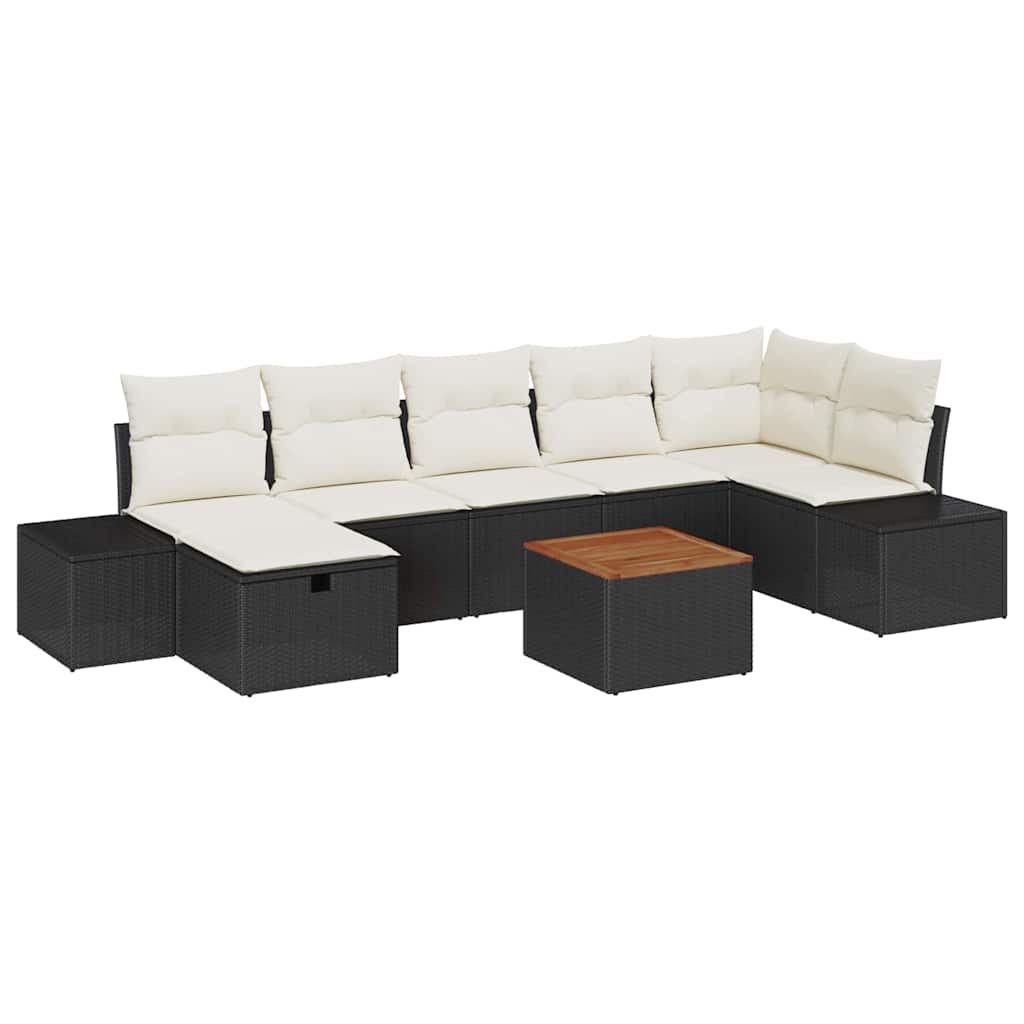 vidaXL Zestaw Sof na Ogród z poduszką 8 pcs Czarny polirattan